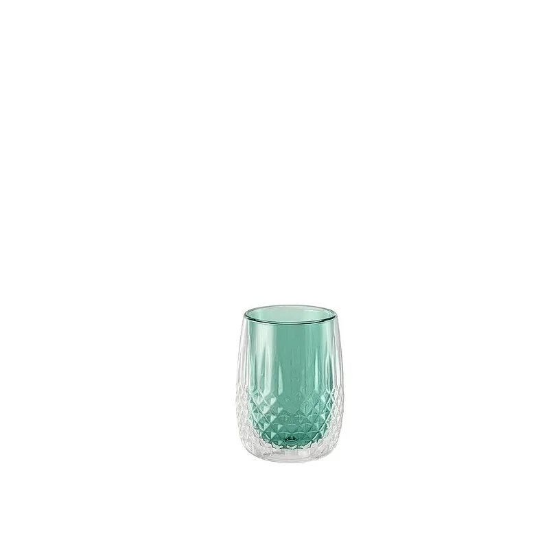 Elegant Diamonds Cocktail Glass - Double-Walled - Green/Clear - Diam. 8.2 cm - Ht 13.5 cm - Capacity 0.35L - Set of 6