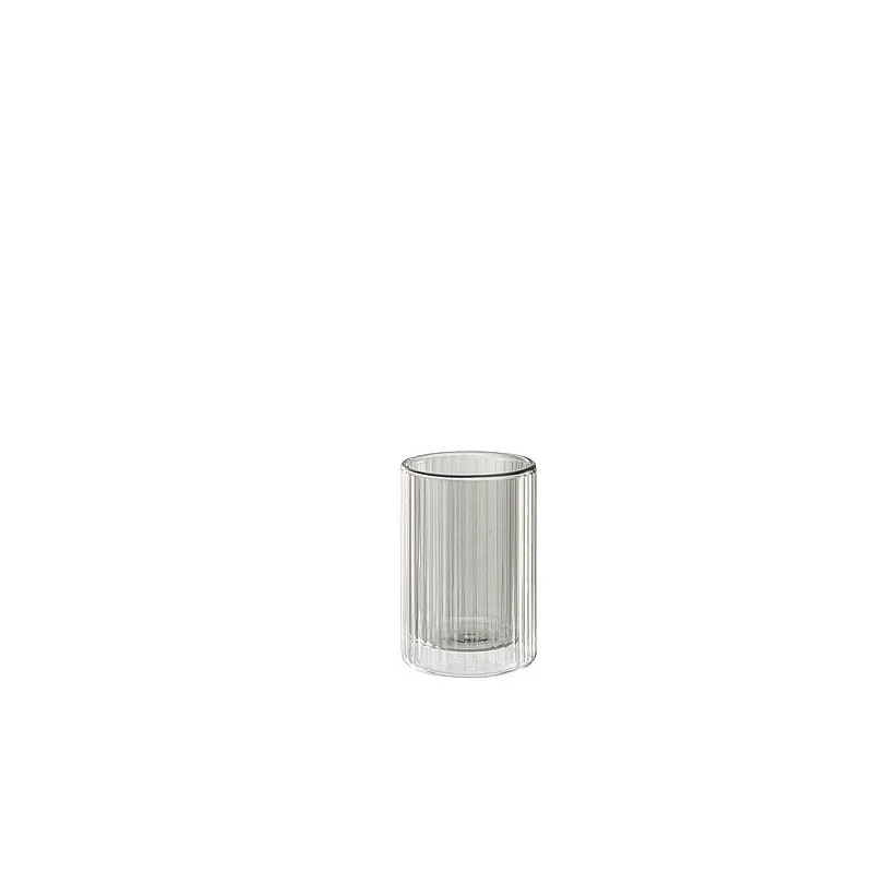 Elegant Grey/Clear Striped Cocktail Glass - Double-Walled - Diam. 7.1 cm - Ht 10.6 cm - Capacity 0.25L - Set of Six