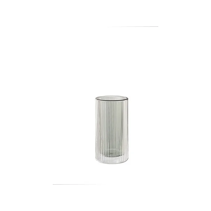 Elegant Grey/Clear Striped Cocktail Glass - Double-Walled - Diam. 7.1 cm - Ht 13.6 cm - Capacity 0.35L - Set of Six