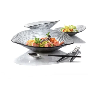 Elegant Dark Grey Plate Set - Diam. 28 cm - Ht 3.5/7 cm - 4 Piece Assortment