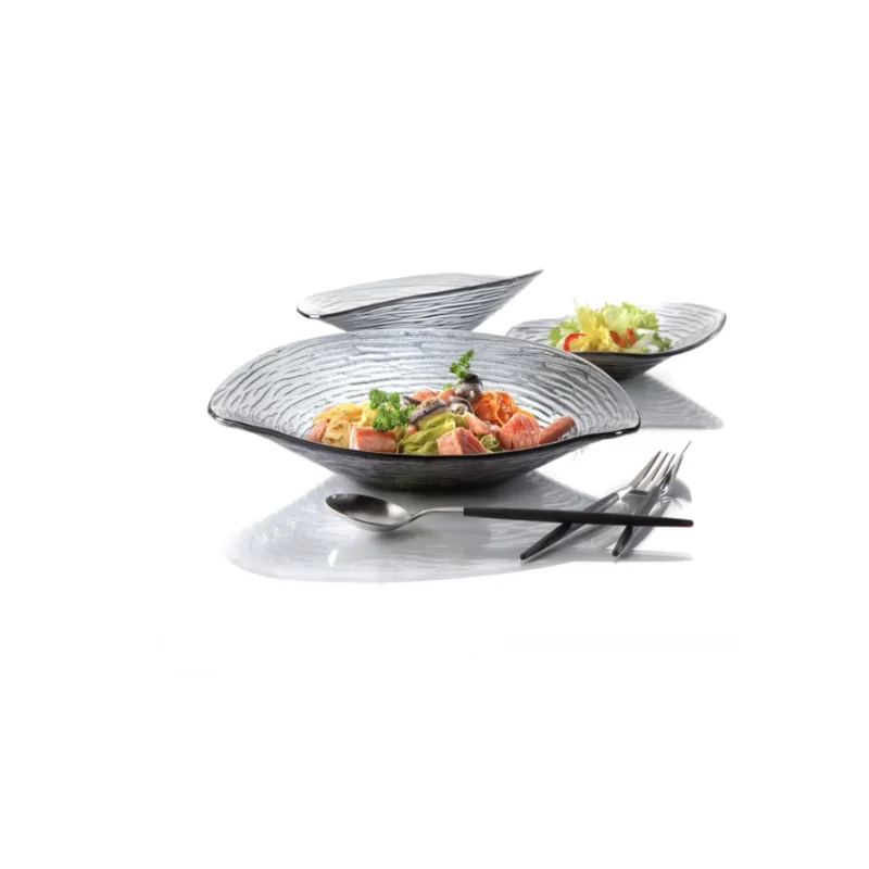 Elegant Dark Grey Plate Set - Diam. 28 cm - Ht 3.5/7 cm - 4 Piece Assortment