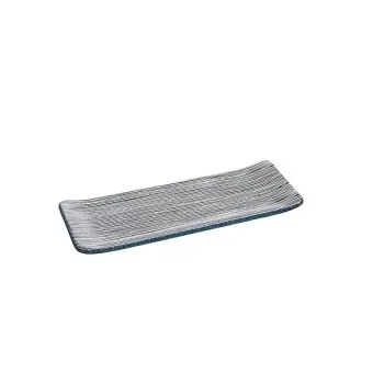 Elegant Linea Plate Set - Clear Glass with Black Line Decor - 41 cm x 12 cm - 4 Piece Set