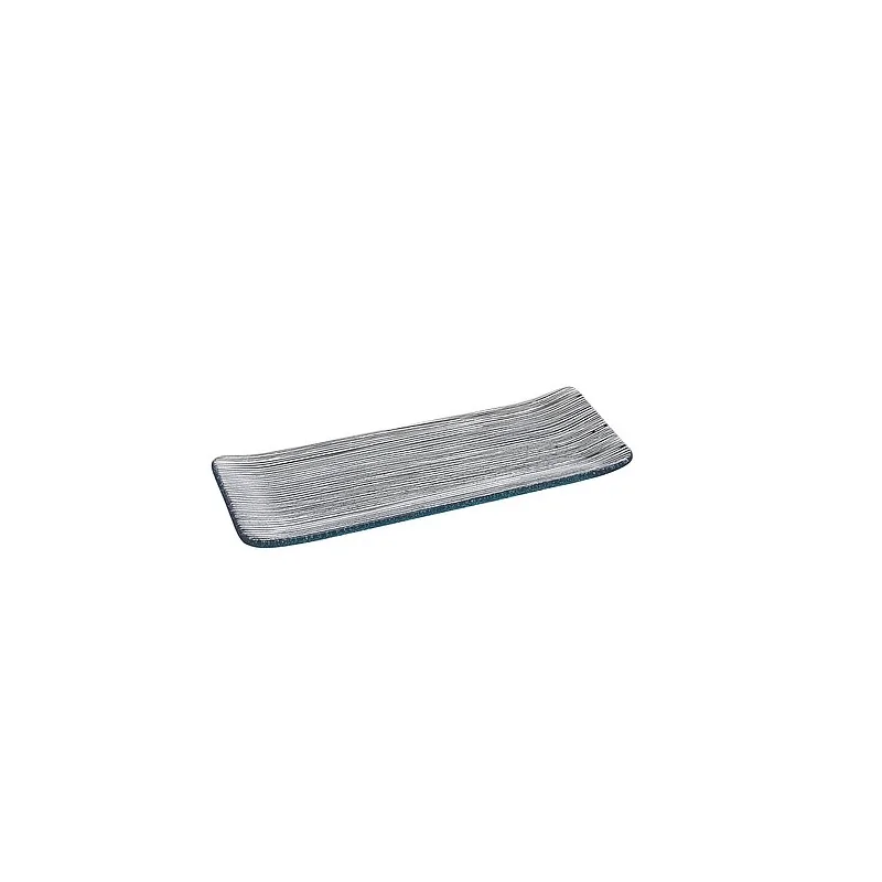 Elegant Linea Plate Set - Clear Glass with Black Line Decor - 41 cm x 12 cm - 4 Piece Set