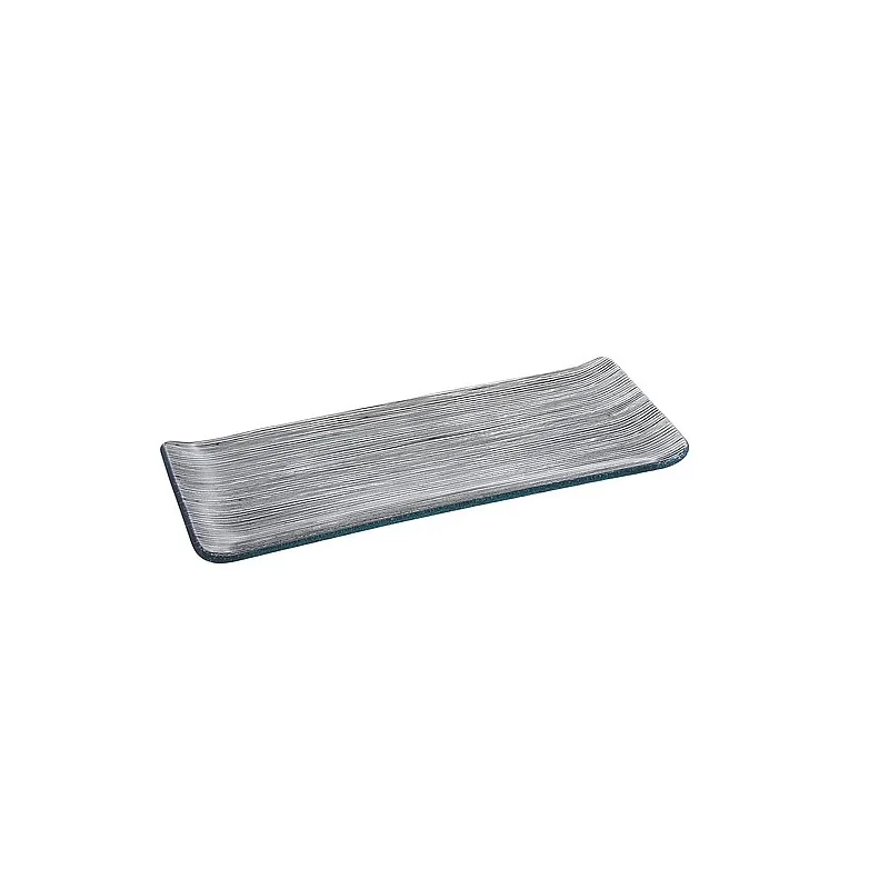 Elegant Linea Plate Set - Glass - Clear with Black Line Decor - 39 cm x 16 cm - 4 Piece Set