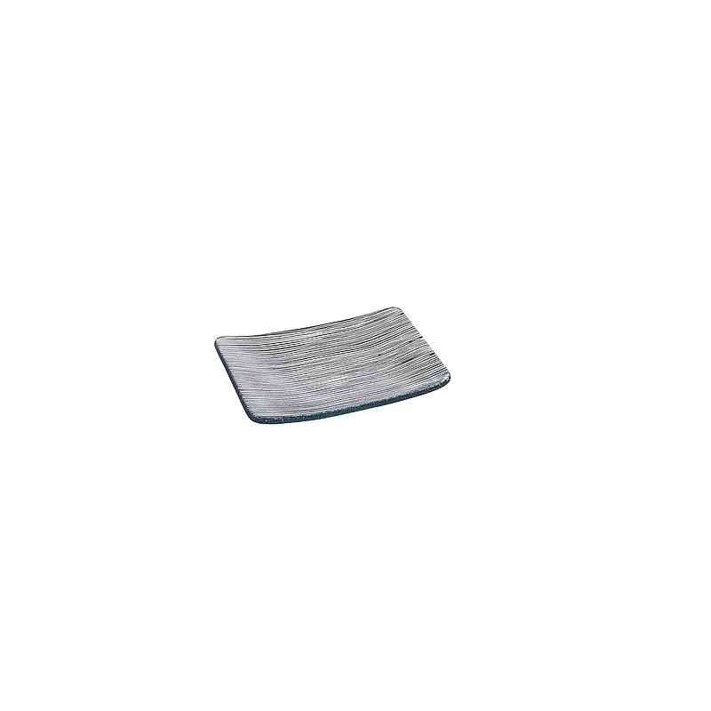 Elegant Linea Plate Collection - Clear Glass with Black Line Decor - 20 cm x 15 cm - Set of Six