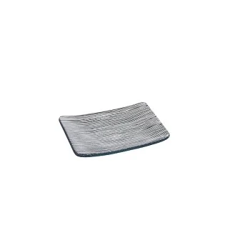 Elegant Linea Plate Set - Clear Glass with Black Line Decor - 31 cm x 25 cm - 4 Piece Set