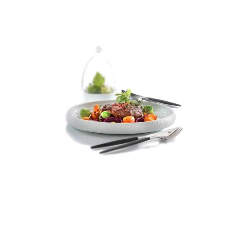 Elegant Plateau Plate/Bowl Cuspis - White China - Diam. 25 cm - Ht 2.8 cm - Capacity 0.8L