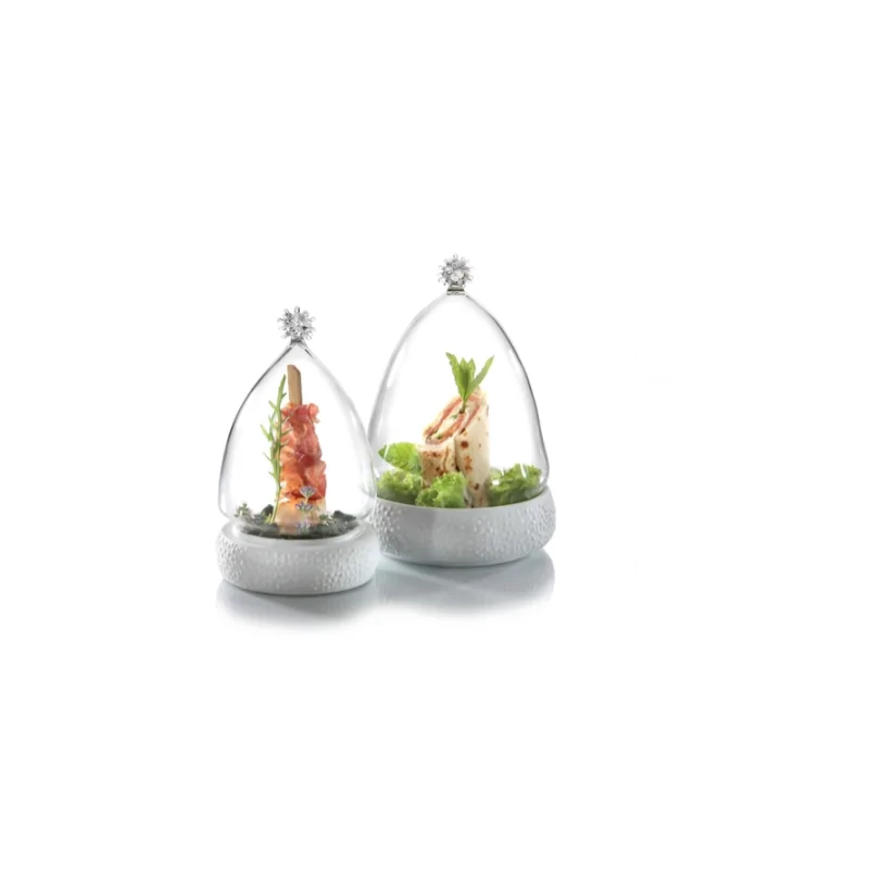 Elegant White Porcelain Plateau Plate/Small Bowl - Cuspis Design - Diam. 11.5 cm - Ht 3.5 cm - Vol. 0.18L
