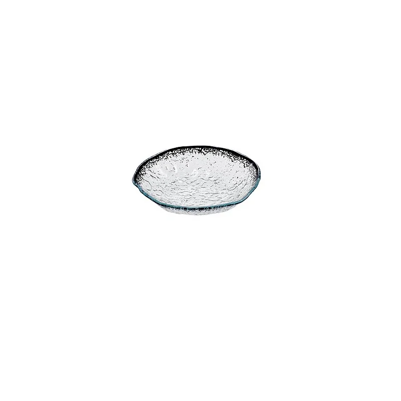 Elegant Bowl Ombra - Clear Glass with Black Decor - Diam. 22 cm Ht 5 cm - Set of 6