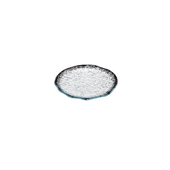 Elegant Plate Ombra - Clear Glass with Black Decorative Accents - Diam. 19.5 cm - Set of Six