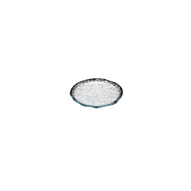 Elegant Plate Ombra - Clear Glass with Black Decorative Trim - Diam. 24.5 cm - Set of 6
