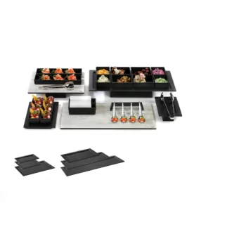 Elegant Base Tray Modul - Matt Black Melamine - 95.5 x 28 x 1.8 cm (2-Piece Set)