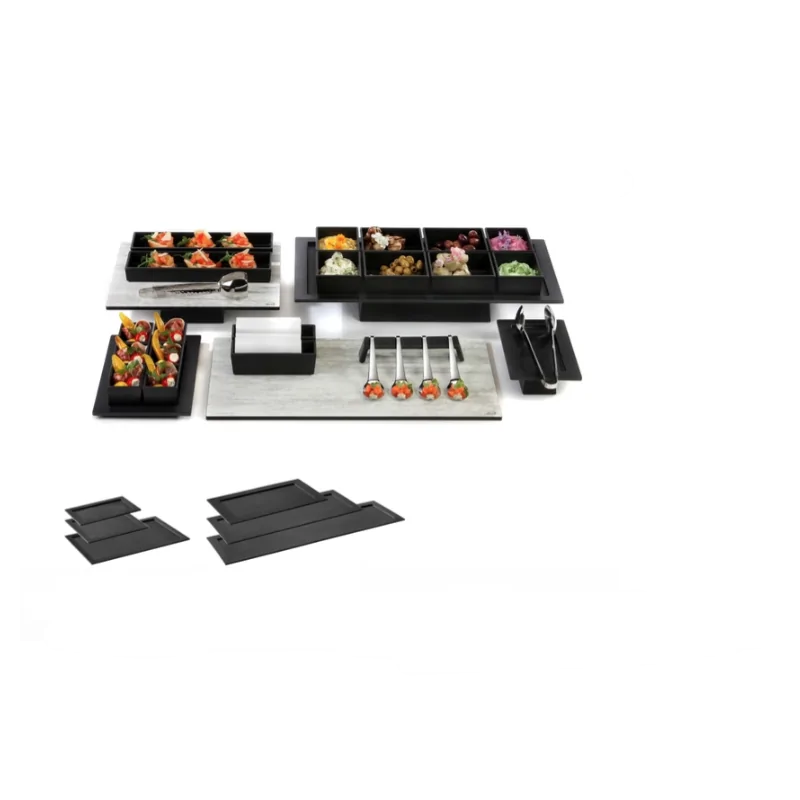 Elegant Base Tray Modul - Matt Black Melamine - 95.5 x 28 x 1.8 cm (2-Piece Set)