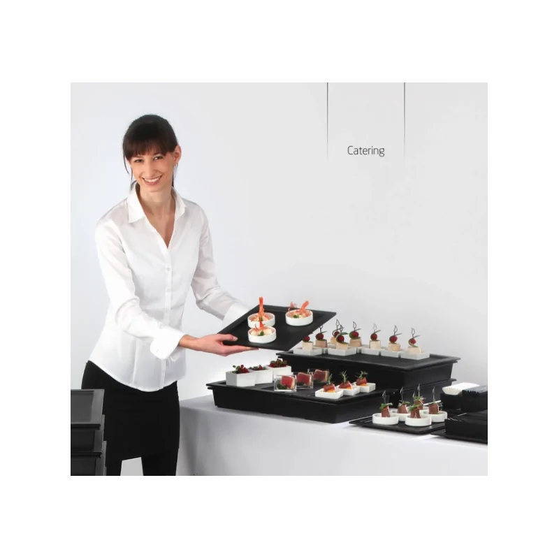 Elegant 1/1 Gn Tray - Matt Black Melamine - 53 x 32.5 x 1.8 cm - Pack of 2