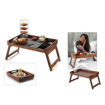 Elegant Walnut Solid Wood Room Service Tray - 60 cm x 40 cm x 5.4 cm