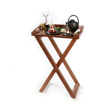 Elegant Walnut Solid Wood Tray Stand/Side Table - 54.5 x 36 cm H87 cm