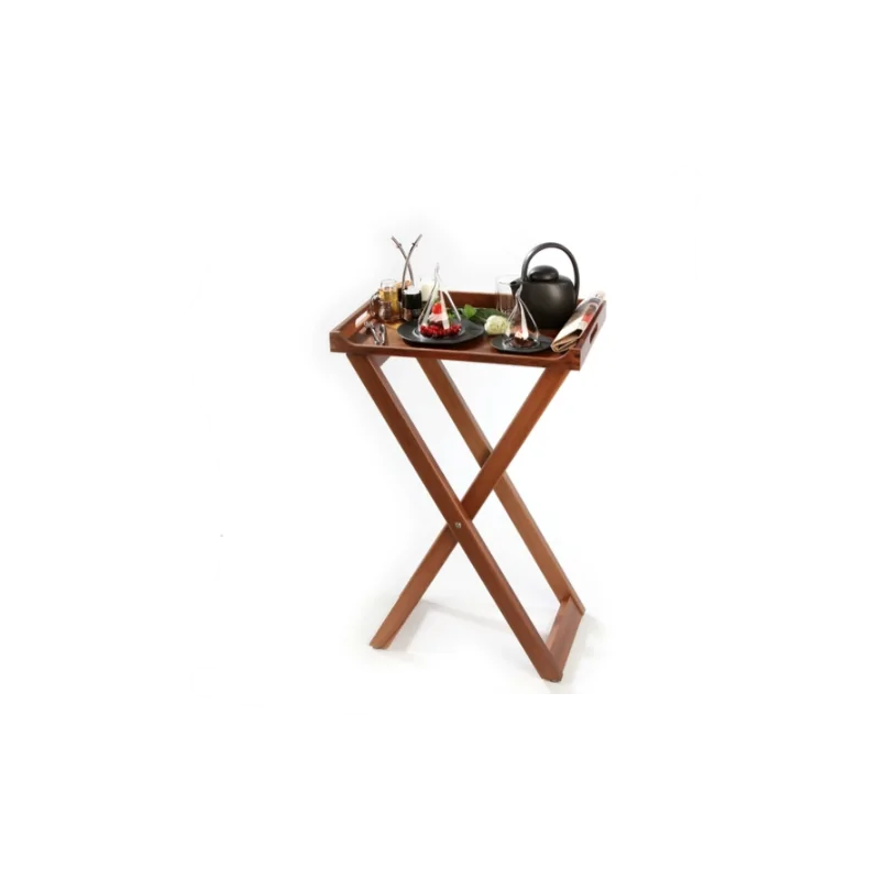 Elegant Walnut Solid Wood Tray Stand/Side Table - 54.5 x 36 cm H87 cm