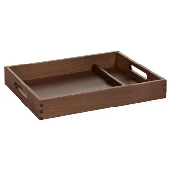 Elegant Walnut Solid Wood Service Tray - 41.7 x 32.5 x 6.7 cm