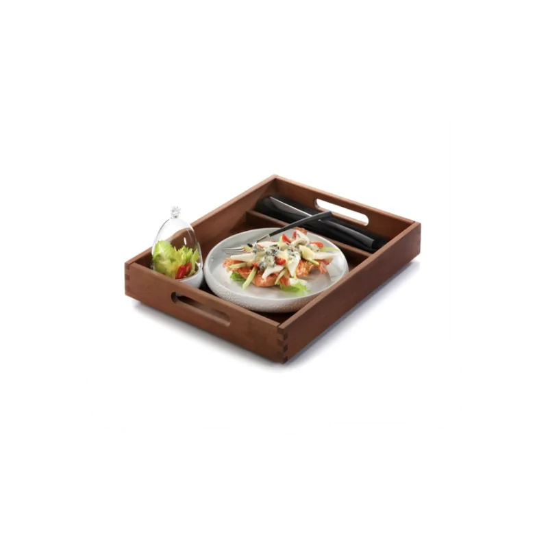 Elegant Walnut Solid Wood Service Tray - 41.7 x 32.5 x 6.7 cm