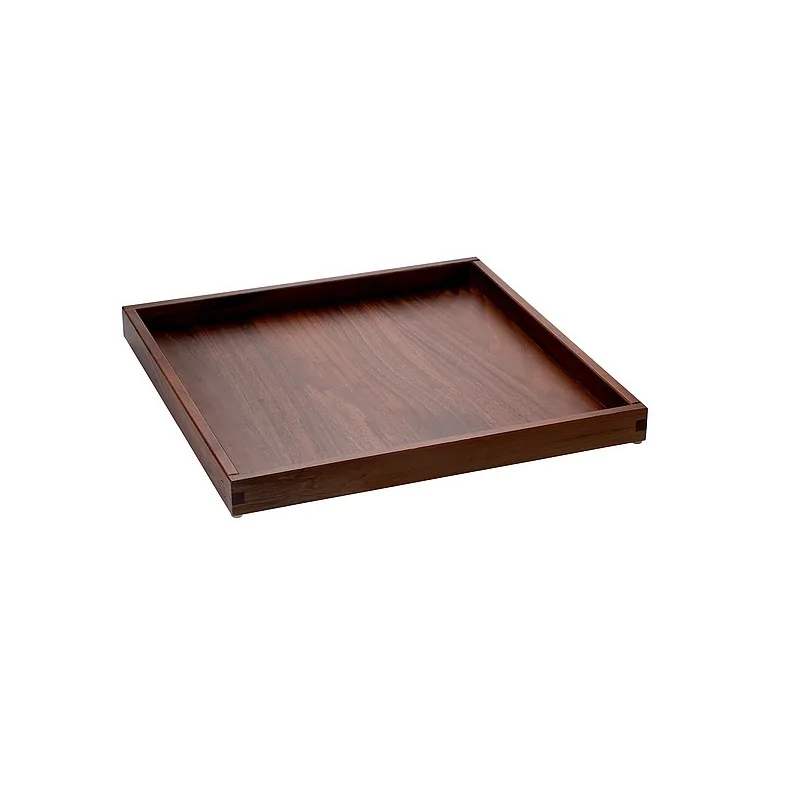 Elegant Walnut Solid Wood Tray - Finish - 34 x 34 x 3 cm