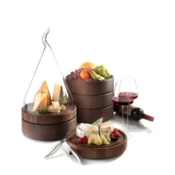 Elegant Walnut Solid Stackable Bowl - Oil-Finished - Diam. 29 cm - Ht 8.5 cm