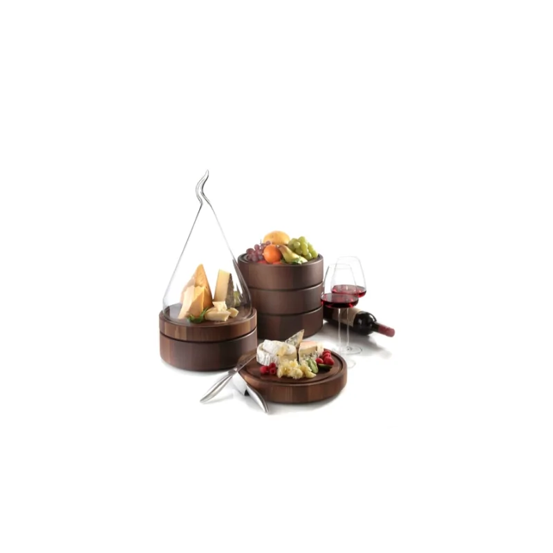 Elegant Walnut Solid Stackable Bowl - Oil-Finished - Diam. 29 cm - Ht 8.5 cm