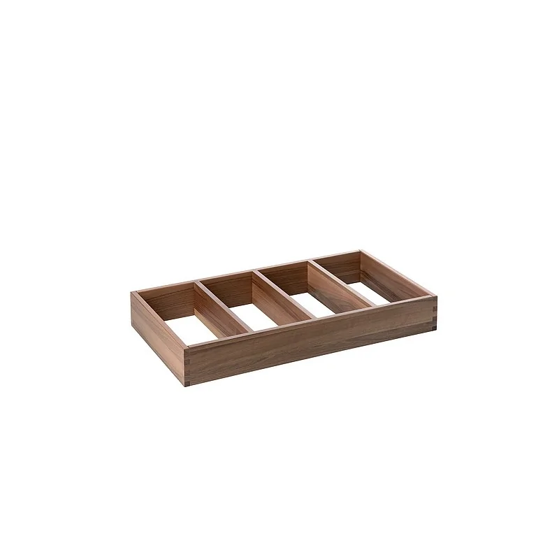 Elegant Walnut Solid Wood Cutlery Insert - Construction with Four Divisions - 50 x 27 x 7 cm