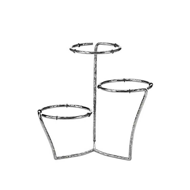 Elegant 18/10 Stainless Steel Hammered Etagere - Three Tier Design - Diam. 36 cm - Ht 30 cm