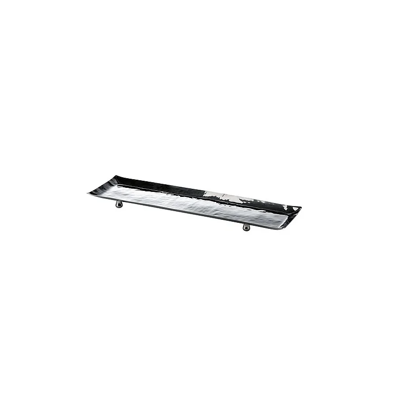 Elegant Hammered 18/10 Stainless Steel Tray with Feet - 62 x 18 x 5 cm