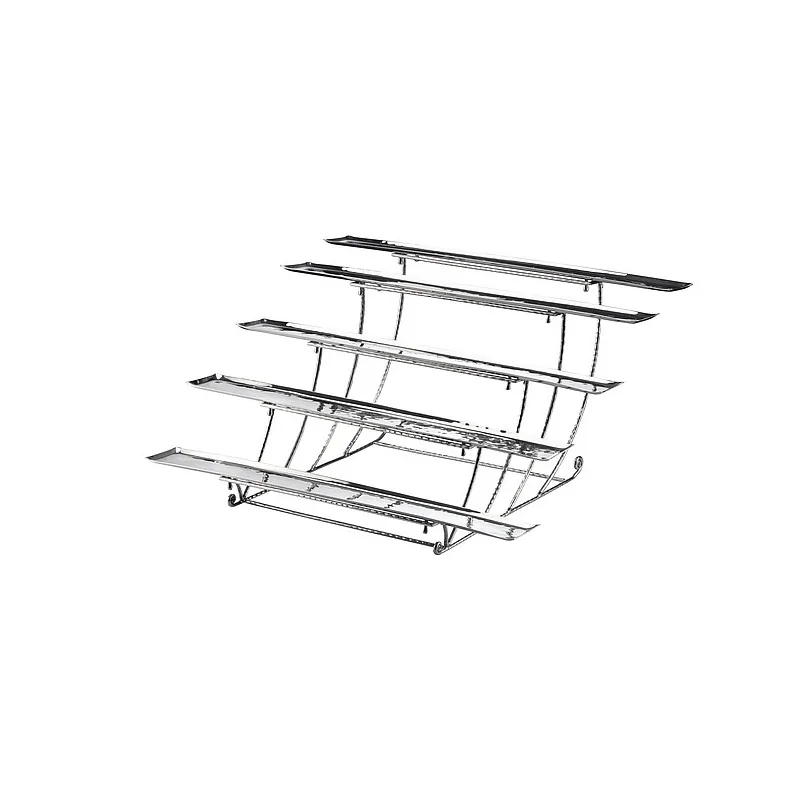 Elegant Stainless Steel Etagere - Hammered 18/10 - Five Trays - Dimensions: 66 x 54 x 32 cm - Set of Six Parts