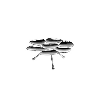 Elegant Hammered Stainless Steel Etagere 7 Miniature Plates (Diam. 25 cm - Ht 9 cm)