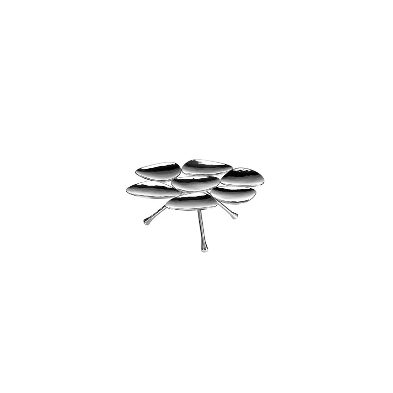 Elegant Hammered Stainless Steel Etagere 7 Miniature Plates (Diam. 25 cm - Ht 9 cm)
