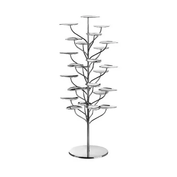 Elegant Flex-Tree Etagere - 18/10 Stainless Steel - Smooth Finish - Featuring 25 Round Discs (Diam. 24 cm) - Ht 72 cm.