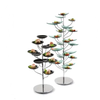 Elegant Flex-Tree Etagere - 18/10 Stainless Steel - Smooth Finish - Featuring 25 Round Discs (Diam. 24 cm) - Ht 72 cm.