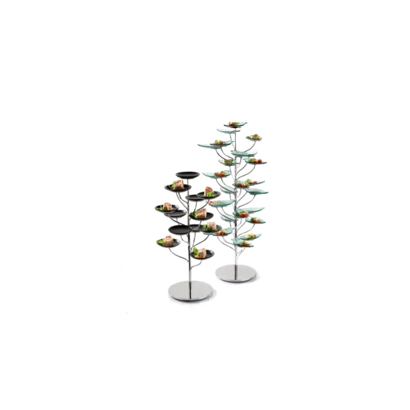 Elegant Flex-Tree Etagere - 18/10 Stainless Steel - Smooth Finish - Featuring 25 Round Discs (Diam. 24 cm) - Ht 72 cm.
