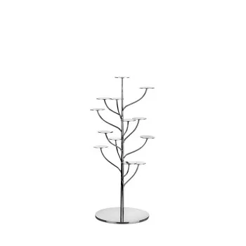 Elegant 18/10 Stainless Steel Flex-Tree Etagere - 13 Round Disc Display - Smooth Finish (Dia 24 cm H 53 cm)