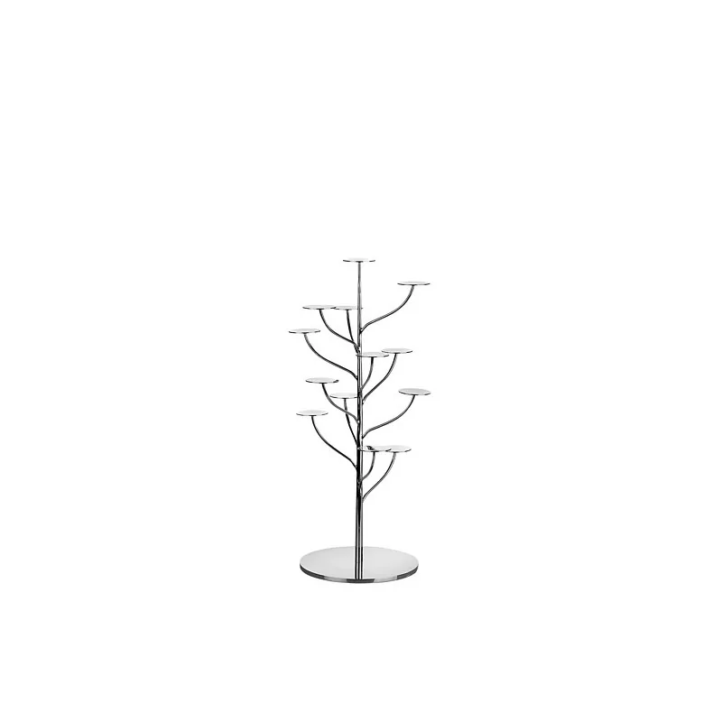 Elegant 18/10 Stainless Steel Flex-Tree Etagere - 13 Round Disc Display - Smooth Finish (Dia 24 cm H 53 cm)