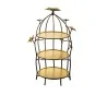 Elegant Brass Etagere Fleur Décor - Golden/Antique Finish - Diam. 36 cm Ht 55 cm