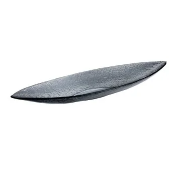 Elegant Dark Grey Glass Plate/Platter - 40 cm x 20 cm - Pack of 2