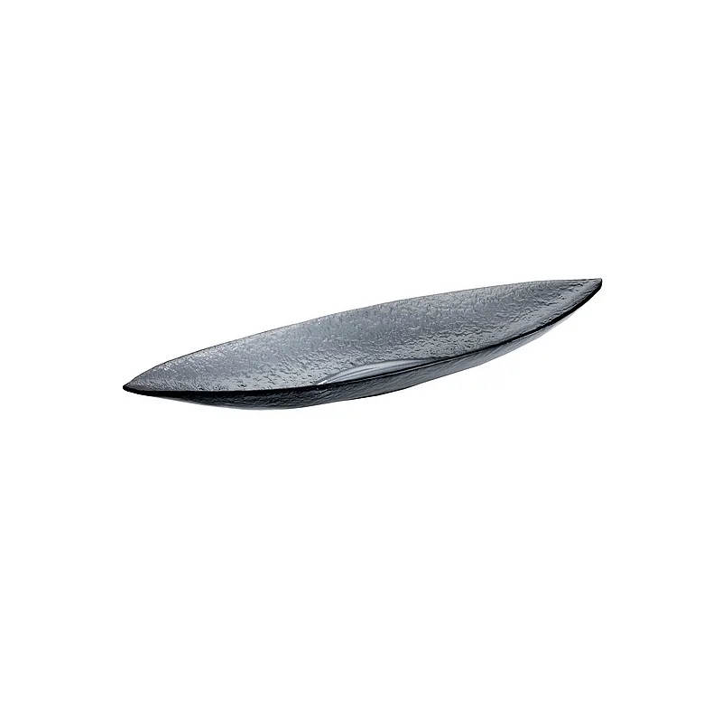 Elegant Dark Grey Glass Plate/Platter - 40 cm x 20 cm - Pack of 2