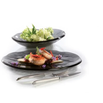 Elegant Bowl Oval - Dark Grey Glass - 26.5 x 19.5 cm - Set of 3