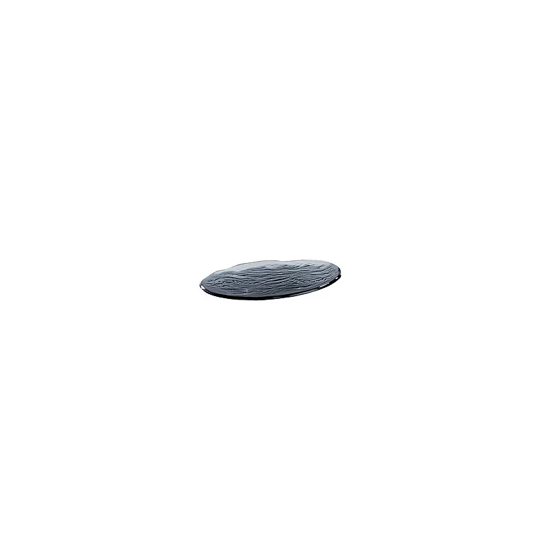 Elegant Dark Grey Oval Plate/Platter - Glass - 33 cm x 24 cm - Set of 3
