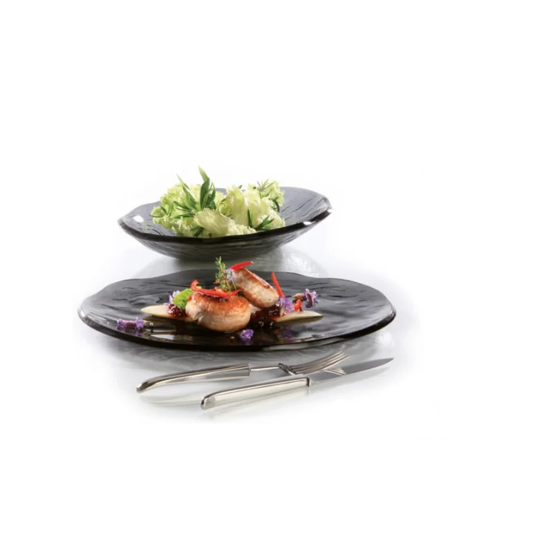 Elegant Bowl - Dark Grey Glass - 44.5 x 25 x 6 cm