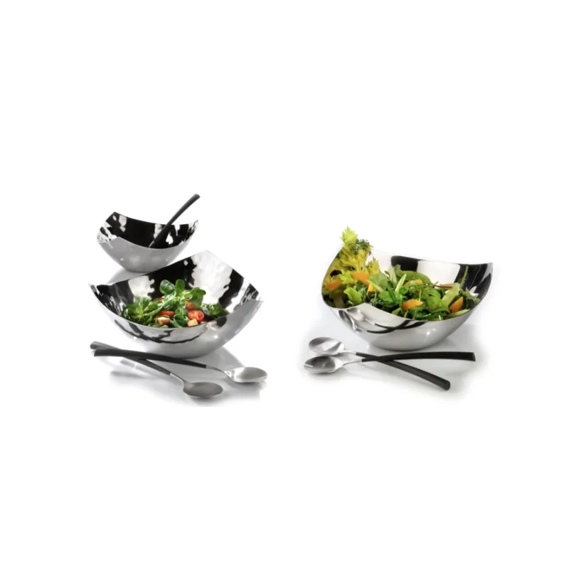 Elegant Triangular Bowl - 18/10 Stainless Steel - Mirror Polished. Diam. 30 cm - Ht 12 cm - Capacity 3.0L