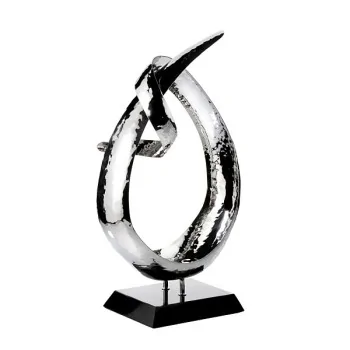 Elegant Bowl Loop - 18/10 Stainless Steel (Hammered) - Black Marble - 39 cm x 19 cm H67 cm