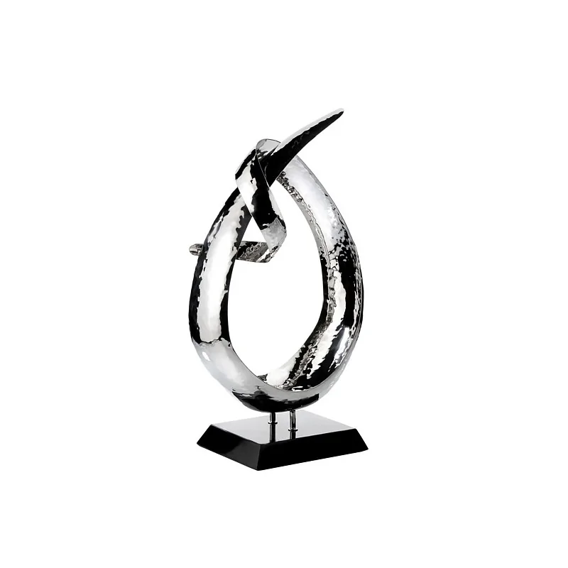 Elegant Bowl Loop - 18/10 Stainless Steel (Hammered) - Black Marble - 39 cm x 19 cm H67 cm