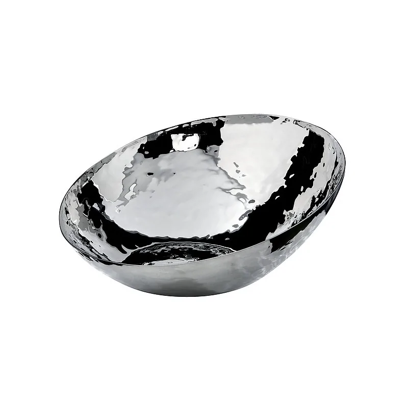 Elegant Diagonal Bowl - 18/10 Stainless Steel - Hammered Finish - Diam. 38 cm - Ht 7.15 cm