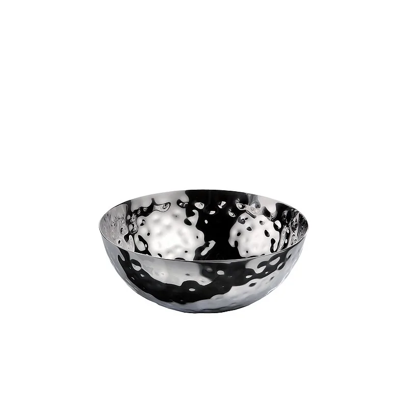 Elegant Stainless Steel Bowl Hammered Finish. Diam.: 21 cm - Ht: 8 cm - Capacity: 2.0L