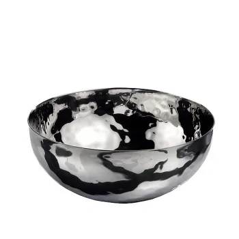 Elegant Stainless Steel Bowl Hammered Finish. Diam.: 24 cm - Ht: 9.5 cm - Capacity: 3.25L