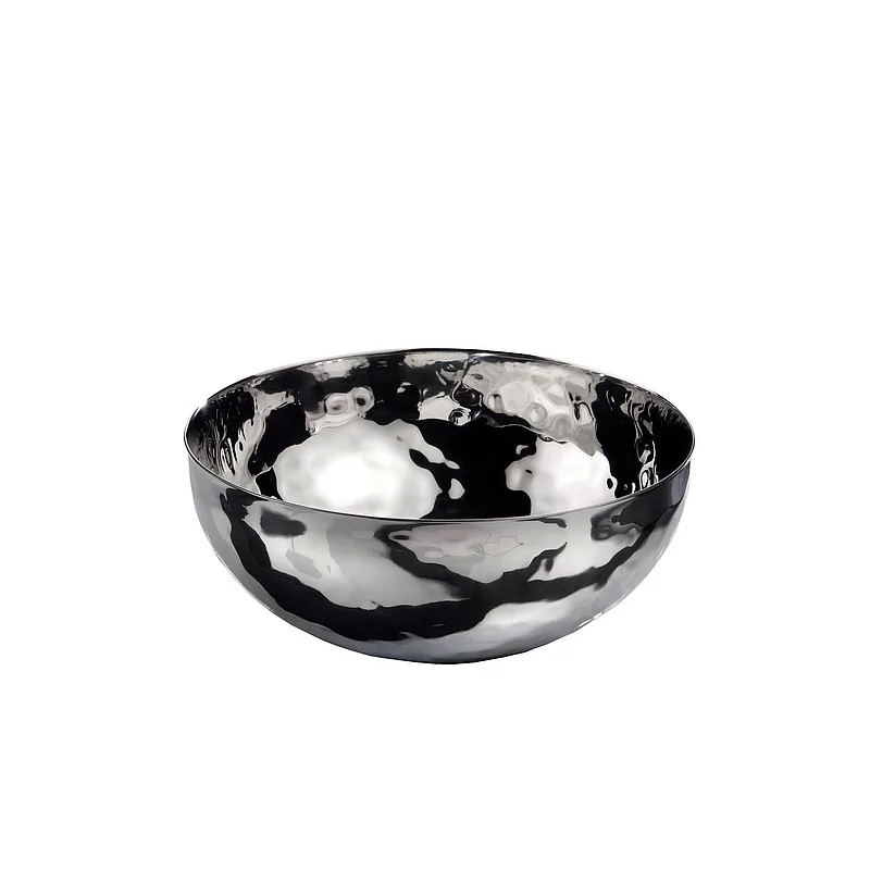 Elegant Stainless Steel Bowl Hammered Finish. Diam.: 24 cm - Ht: 9.5 cm - Capacity: 3.25L